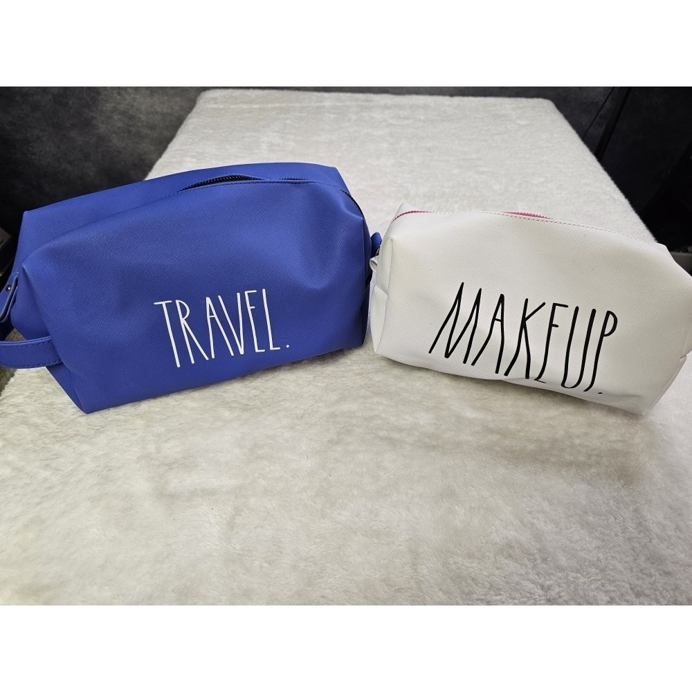 Pair Of Rae‎ Dunn Toiletry "Travel" And Makeup "Makeup" Bags
